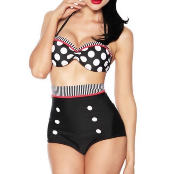 LAST 2❤️TRENDY RETRO PIN UP POLKA DOT BIKINI - Picture 3 of 8